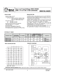Datasheet BS616LV4025 manufacturer BSI