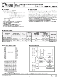 Datasheet BS616LV8010 manufacturer BSI