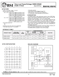 Datasheet BS616LV8016 manufacturer BSI