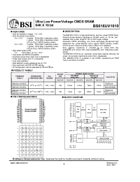 Datasheet BS616UV1010 manufacturer BSI