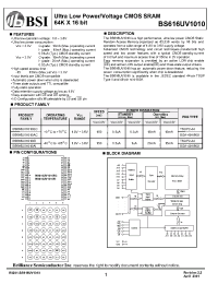 Datasheet BS616UV1010-15 manufacturer BSI