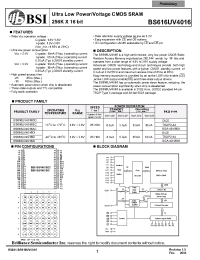 Datasheet BS616UV4016-10 manufacturer BSI