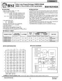 Datasheet BS616UV4020-12 manufacturer BSI
