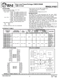 Datasheet BS62LV1027DC manufacturer BSI