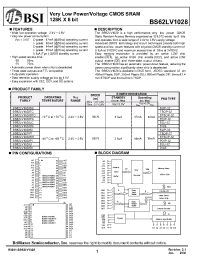 Datasheet BS62LV1028 manufacturer BSI