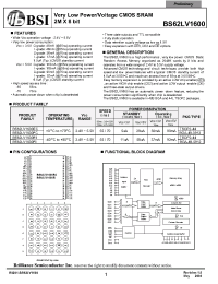 Datasheet BS62LV1600-70 производства BSI
