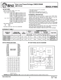 Datasheet BS62LV1600FI manufacturer BSI