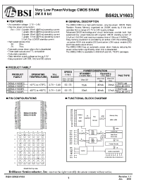 Datasheet BS62LV1603 manufacturer BSI