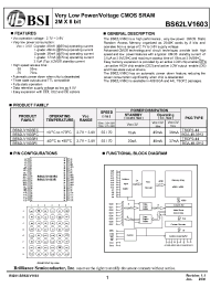 Datasheet BS62LV1603FCG70 manufacturer BSI