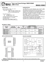 Datasheet BS62LV2003-10 manufacturer BSI