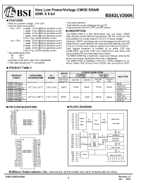 Datasheet BS62LV2006SIG70 manufacturer BSI