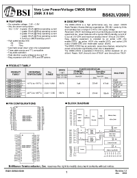 Datasheet BS62LV2009DC manufacturer BSI