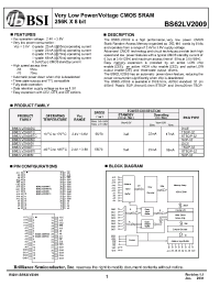 Datasheet BS62LV2009DCG70 manufacturer BSI