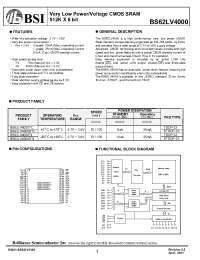 Datasheet BS62LV4000-70 manufacturer BSI