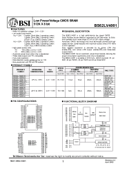 Datasheet BS62LV4001 manufacturer BSI