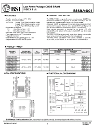 Datasheet BS62LV4003PI manufacturer BSI