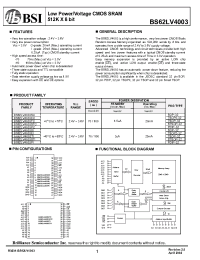 Datasheet BS62LV4003STI manufacturer BSI