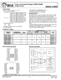 Datasheet BS62LV4006ECP70 manufacturer BSI
