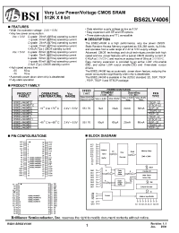 Datasheet BS62LV4006STCP70 manufacturer BSI