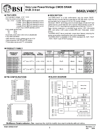 Datasheet BS62LV4007ECP55 manufacturer BSI