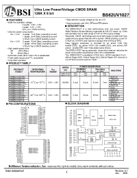 Datasheet BS62UV1027DC manufacturer BSI