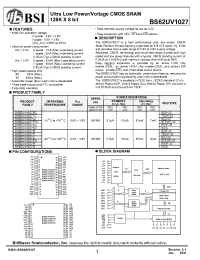 Datasheet BS62UV1027DI manufacturer BSI