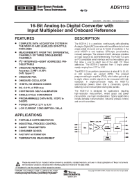 Datasheet ADS1112 manufacturer Burr-Brown