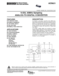 Datasheet ADS821 manufacturer Burr-Brown