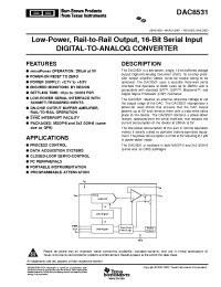 Datasheet DAC8531 manufacturer Burr-Brown