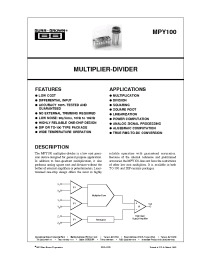 Datasheet MPY100A manufacturer Burr-Brown