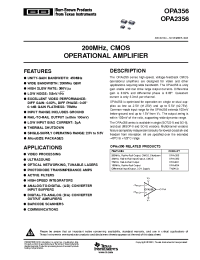 Datasheet OPA2356A manufacturer Burr-Brown