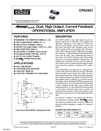 Datasheet OPA2607N manufacturer Burr-Brown