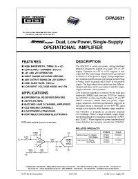 Datasheet OPA2631U производства Burr-Brown