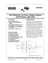 Datasheet OPA2650PB manufacturer Burr-Brown