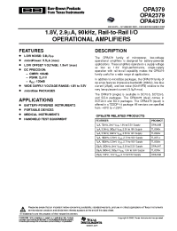 Datasheet OPA379AIDG4 производства Burr-Brown