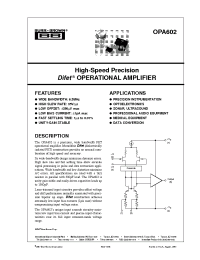 Datasheet OPA602CM manufacturer Burr-Brown