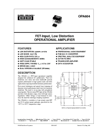 Datasheet OPA604AP manufacturer Burr-Brown