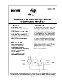 Datasheet OPA650N manufacturer Burr-Brown