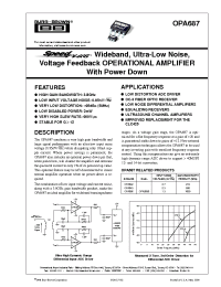 Datasheet OPA687U manufacturer Burr-Brown