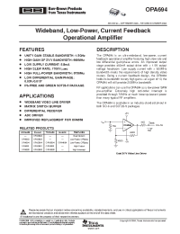 Datasheet OPA694ID manufacturer Burr-Brown