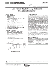 Datasheet OPA820 manufacturer Burr-Brown