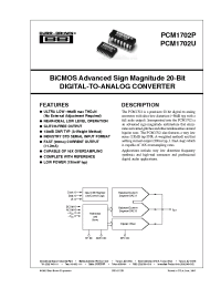 Datasheet PCM1702 manufacturer Burr-Brown