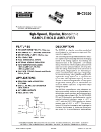 Datasheet SHC5320 manufacturer Burr-Brown