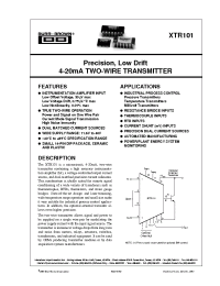 Datasheet XTR101BG manufacturer Burr-Brown