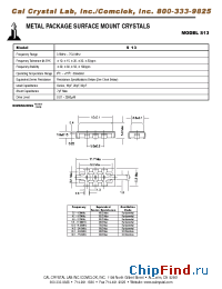 Datasheet S13 manufacturer CalCrystal