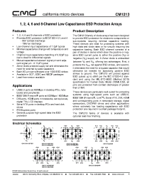 Datasheet CM1213-01ST manufacturer CalMicro