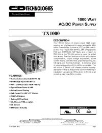 Datasheet TX10005AASLPLNH manufacturer C&D