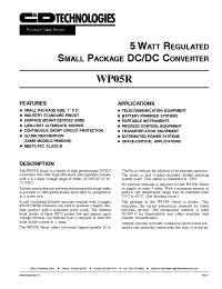 Datasheet WP05R manufacturer C&D