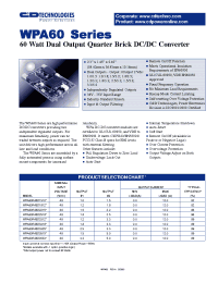 Datasheet WPA60R48D3312-1 manufacturer C&D