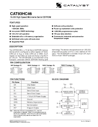 Datasheet CAT93HC46-1.8 manufacturer Catalyst